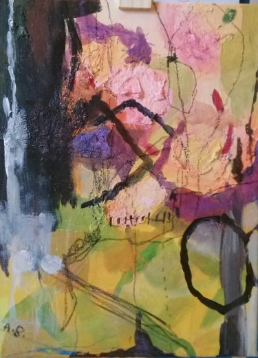 Картина под названием "Rozes" - Agnese Brūvere-Alpe, Подлинное произведение искусства, Акрил Установлен на Деревянная рама д…