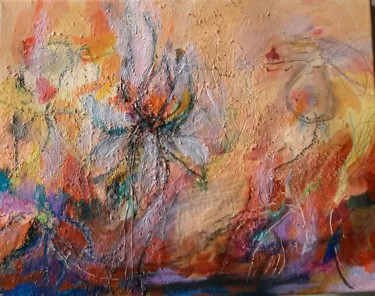 Painting titled "Rudens ziedi 2" by Agnese Brūvere-Alpe, Original Artwork, Acrylic Mounted on Wood Stretcher frame