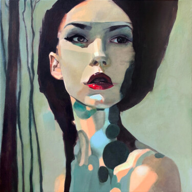 Картина под названием "Forest Girl No I" - Agnese Kurzemniece, Подлинное произведение искусства, Акрил Установлен на Деревян…