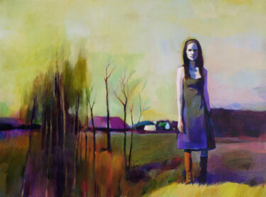 Painting titled "Looking for a reaso…" by Agnese Kurzemniece, Original Artwork, Acrylic Mounted on Wood Stretcher frame