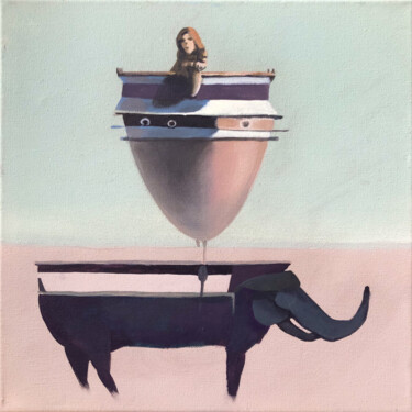 Картина под названием "Noah’s Ark from Fem…" - Agnese Kurzemniece, Подлинное произведение искусства, Акрил Установлен на Дер…