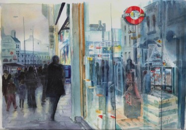 Pittura intitolato "metro-aquarelle.jpg" da Agnès Laribi-Frossard, Opera d'arte originale