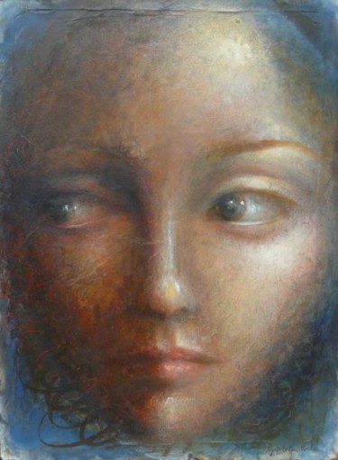 Painting titled "Visage n° 2" by Agnes Leduc, Original Artwork