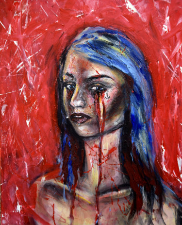 Картина под названием "Selfportrait after…" - Agnes Lumiere, Подлинное произведение искусства, Акрил