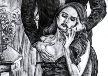 Zeichnungen mit dem Titel "Lana Del Rey" von Agnes Lumiere, Original-Kunstwerk, Bleistift