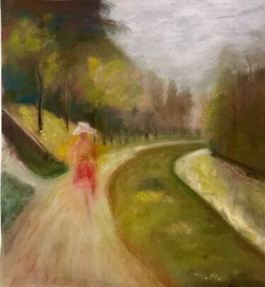 Dessin intitulée "La dame du canal" par Agnès M, Œuvre d'art originale, Pastel