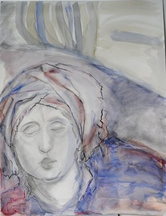 Картина под названием "D'après Rogier Van…" - Agnès M, Подлинное произведение искусства, Масло