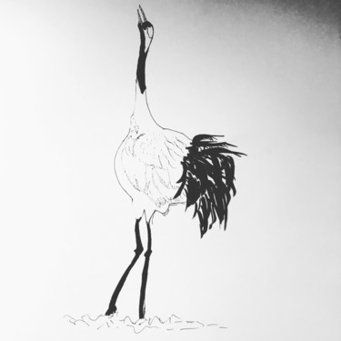 Рисунок под названием "La Grue" - Agnès M, Подлинное произведение искусства, Шариковая ручка