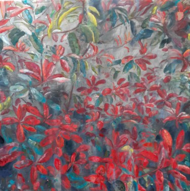 Peinture intitulée "Photinias rouges" par Agnès Lucie Martin, Œuvre d'art originale, Huile