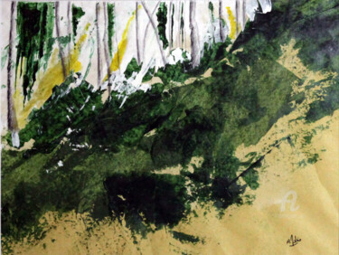 Painting titled "En forêt" by Agnès Molinaro, Original Artwork, Acrylic
