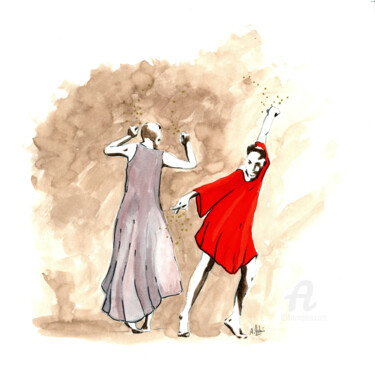 Drawing titled "Joie 2" by Agnès Molinaro, Original Artwork, Watercolor