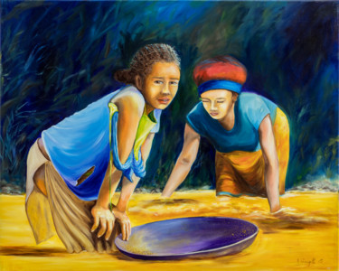 Painting titled "Espoir et détermina…" by Agnès Vangell, Original Artwork, Oil