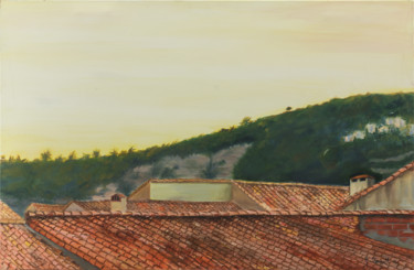 Peinture intitulée "les toits de Bédari…" par Agnès Vangell, Œuvre d'art originale, Huile