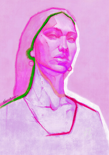 Arts numériques intitulée "Portrait of Eva" par Agnieshka Siwek, Œuvre d'art originale, Peinture numérique