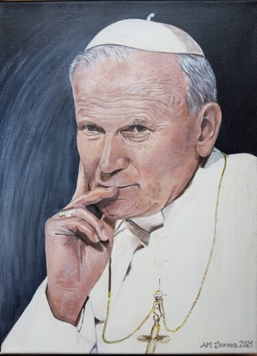 Malarstwo zatytułowany „Jan Paweł II” autorstwa Agnieszka Anna Młyńczyk (AM Surma), Oryginalna praca, Akryl