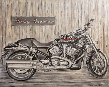Schilderij getiteld "Harley Davidson" door Agnieszka Anna Młyńczyk (AM Surma), Origineel Kunstwerk, Acryl