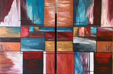 Pintura intitulada "Colors in squares" por Agnieszka Botor-Probierz, Obras de arte originais, Acrílico