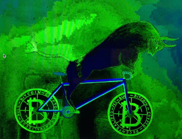 Цифровое искусство под названием "Bitbull bike green" - Agnieszka Botor-Probierz, Подлинное произведение искусства, 2D Цифро…