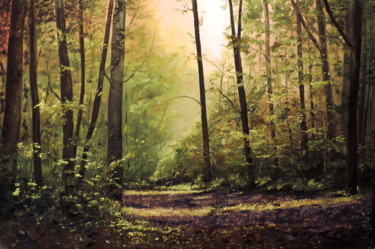 Painting titled "Forest" by Agnieszka Janik, Original Artwork, Oil