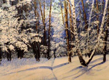 Malarstwo zatytułowany „Winter forest” autorstwa Agnieszka Janik, Oryginalna praca, Olej
