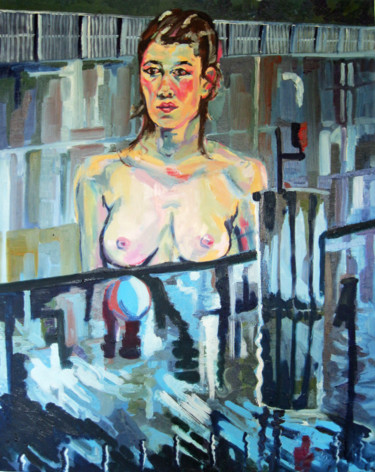Peinture intitulée "Portrait cache 2" par Agnieszka Rozek, Œuvre d'art originale, Huile