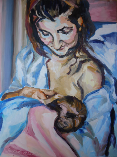 Peinture intitulée "Autoportrait - La m…" par Agnieszka Rozek, Œuvre d'art originale, Huile