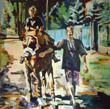 Pintura titulada "A cheval" por Agnieszka Rozek, Obra de arte original, Oleo