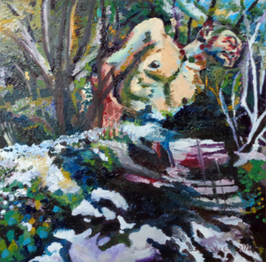 Painting titled "Bois de Dieleghem N" by Agnieszka Rozek, Original Artwork, Oil