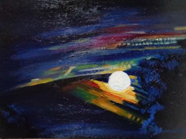 Peinture intitulée "Moon Lidge" par Agnieszka Rozek, Œuvre d'art originale, Huile