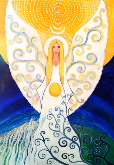 Painting titled "Angel" by Agnieszka Szalabska, Original Artwork, Acrylic