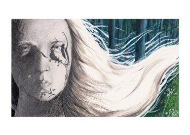 Drawing titled "Dans la forêt" by Agnieszka Zuchowska, Original Artwork, Gouache