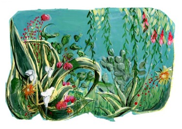 Pintura titulada "Le jardin méditerra…" por Agnieszka Zuchowska, Obra de arte original, Gouache
