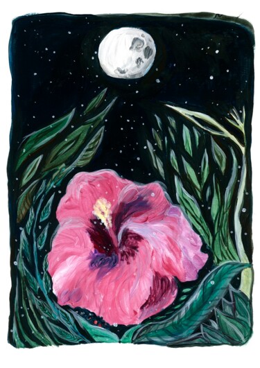 Pintura titulada "La Nuit étoilée" por Agnieszka Zuchowska, Obra de arte original, Gouache