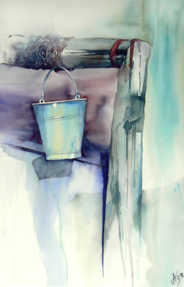 Peinture intitulée "The bucket" par Agnieszka Kujawa B., Œuvre d'art originale, Aquarelle