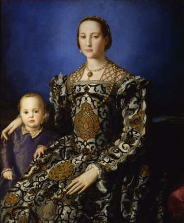 Malerei mit dem Titel "Portrait d'Éléonore…" von Agnolo Bronzino, Original-Kunstwerk, Öl