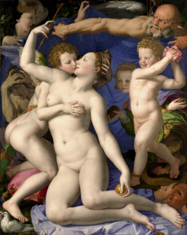 Peinture intitulée "Venus, Cupid, Folly…" par Agnolo Bronzino, Œuvre d'art originale, Huile