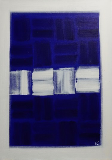 Painting titled "Diptyque Bleu blanc" by Sophie Agogué, Original Artwork, Acrylic