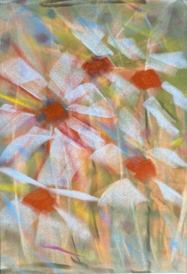 Рисунок под названием "Fleurs des champs" - Sophie Agogué, Подлинное произведение искусства, Пастель