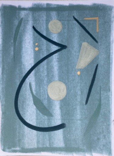 Tekening getiteld "Bleu gris" door Sophie Agogué, Origineel Kunstwerk, Pastel