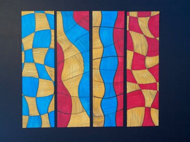 Rysunek zatytułowany „Bleu jaune rouge” autorstwa Sophie Agogué, Oryginalna praca, Marker