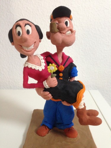 Escultura titulada "Popeye y Olivia" por Agustin Gomez Fuentes, Obra de arte original, Plástico