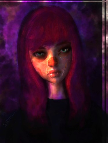 Peinture intitulée "Violet" par Agora Sid, Œuvre d'art originale, Encre