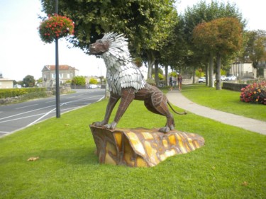 Scultura intitolato "Le lion de Saint-Ma…" da Agostinho Dacunha, Opera d'arte originale, Metalli