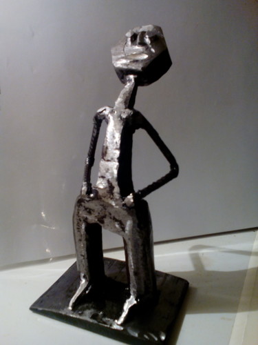 Sculpture intitulée "Tête en l'air" par Agostinho Dacunha, Œuvre d'art originale, Acier inoxydable