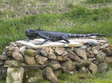 Sculpture intitulée ".Iguane" par Agostinho Dacunha, Œuvre d'art originale, Métaux