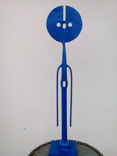 Sculpture titled "Le bleu" by Agostinho Dacunha, Original Artwork, Metals