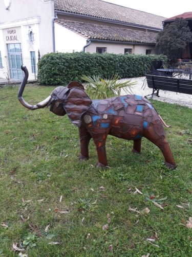 Escultura intitulada "Petit Elephanteau" por Agostinho Dacunha, Obras de arte originais, Metais