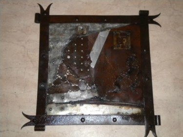 Petit tableau métal Sculpture intitulée "Petit tableau métal" par Agostinho Dacunha, Œuvre d'art originale, Métaux