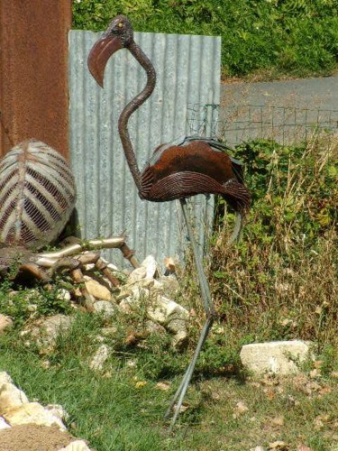 Sculpture titled "Flamant" by Agostinho Dacunha, Original Artwork, Metals