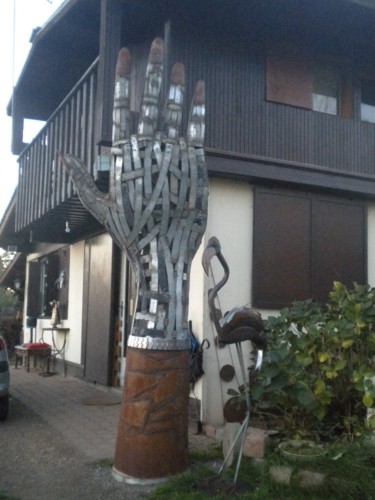 Sculpture intitulée "Main géante" par Agostinho Dacunha, Œuvre d'art originale, Métaux